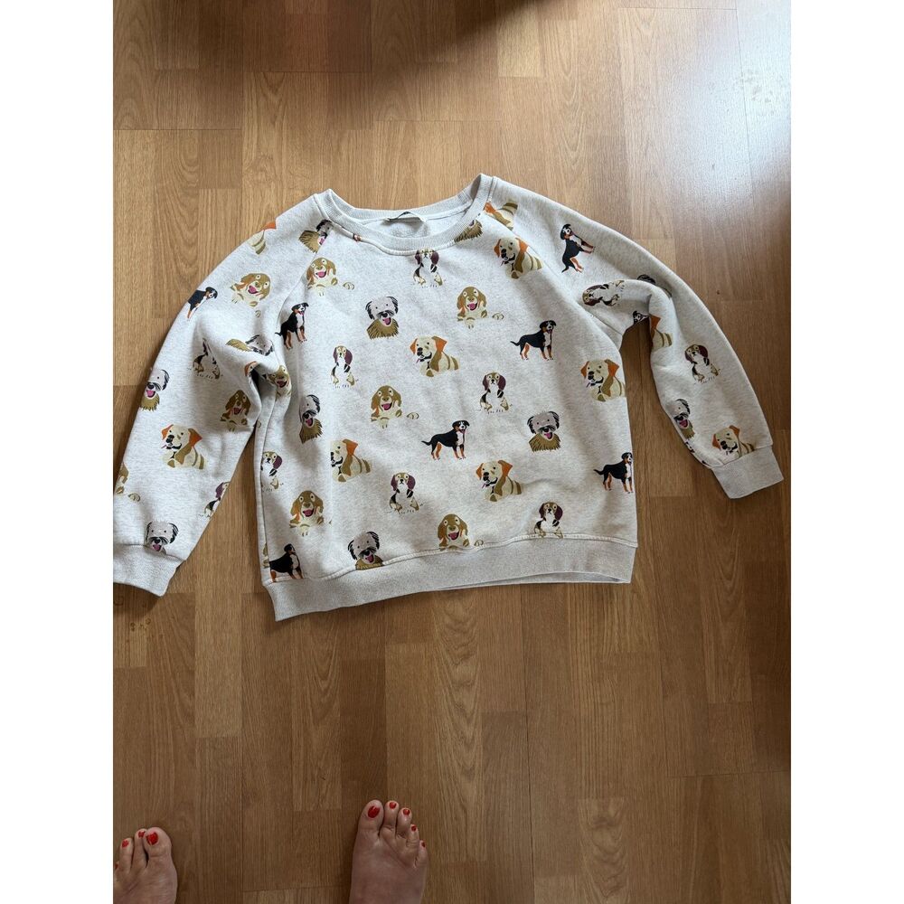Women's Crew Neck Long Sleeve Shirt L Playful Dogs Soft Cozy Pullover - Picture 8 of 8